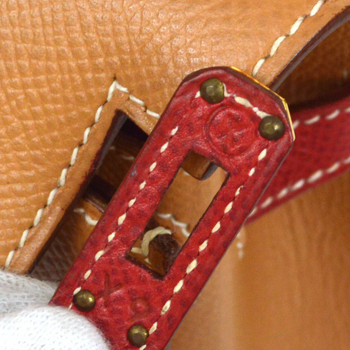 HERMES * 1994 Mini Kelly 20 SELLIER Courchevel Natural Rouge Vif - Image 9