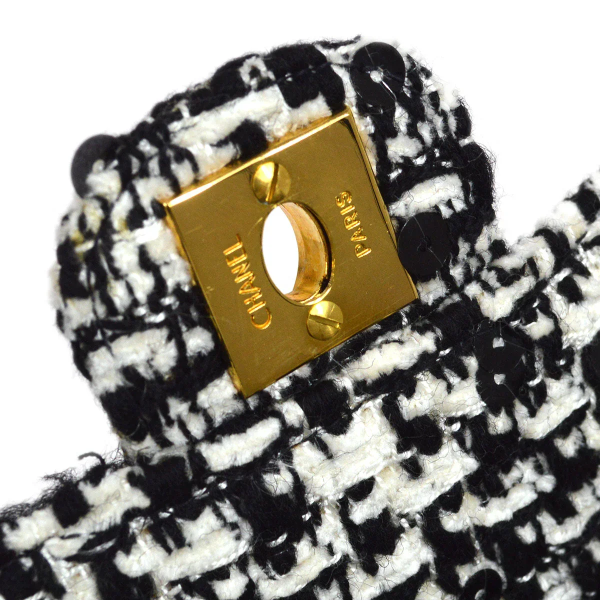 CHANEL * 1991-1994 Classic Flap Handbag Micro Tweed - Image 10