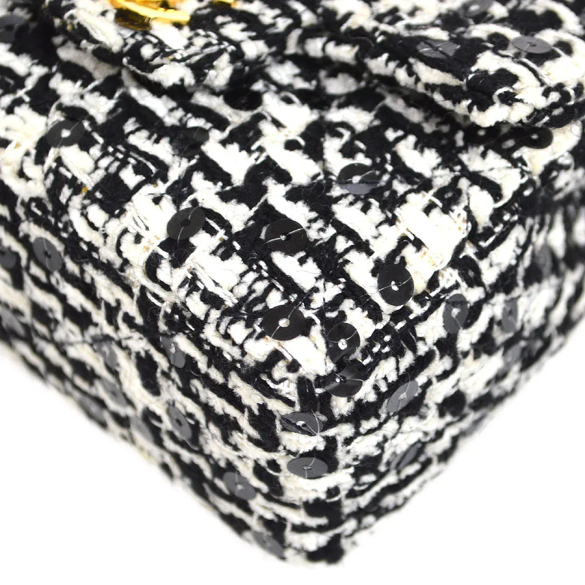 CHANEL * 1991-1994 Classic Flap Handbag Micro Tweed - Image 4