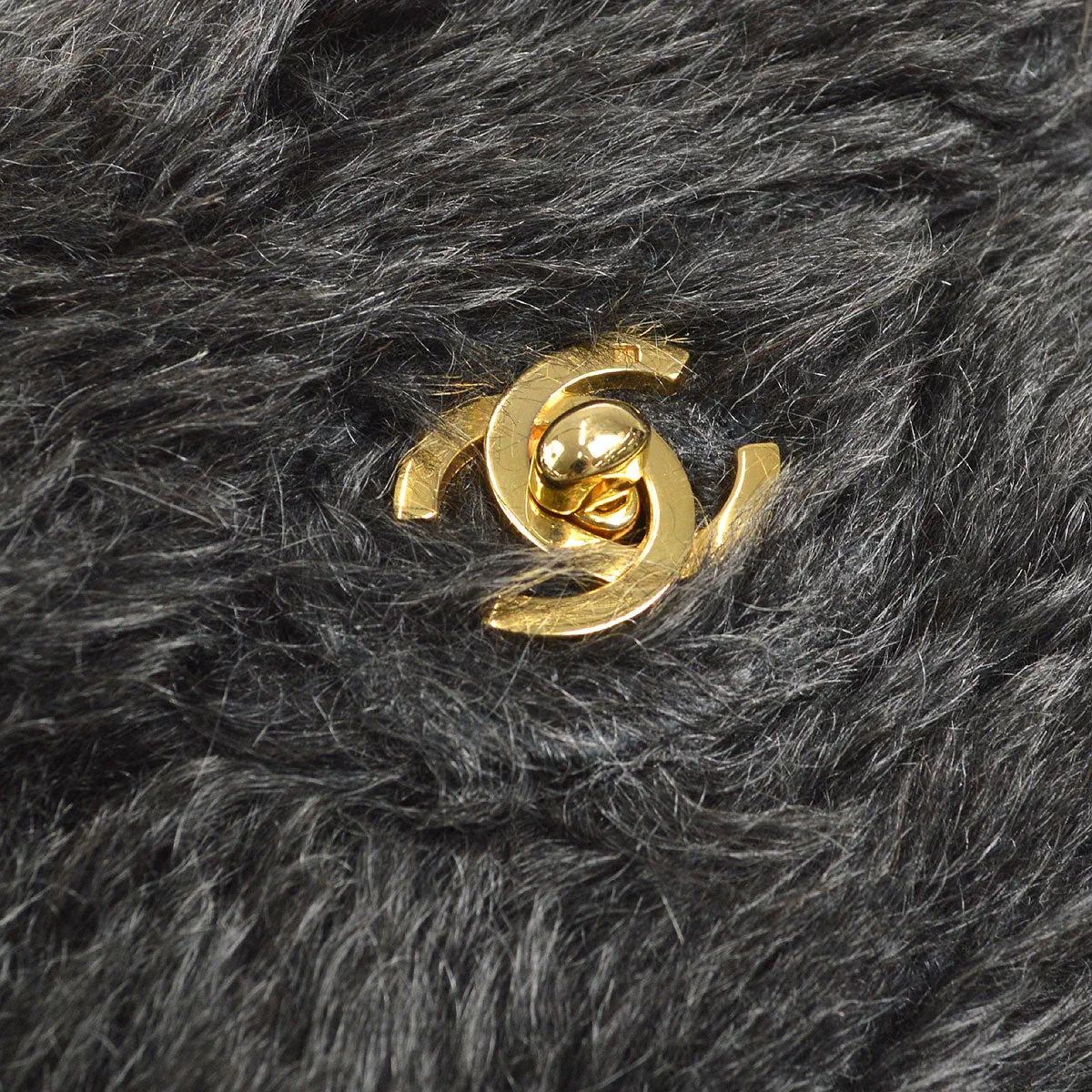 CHANEL * 1991-1994 Classic Flap Handbag Set Black Fur - Image 3