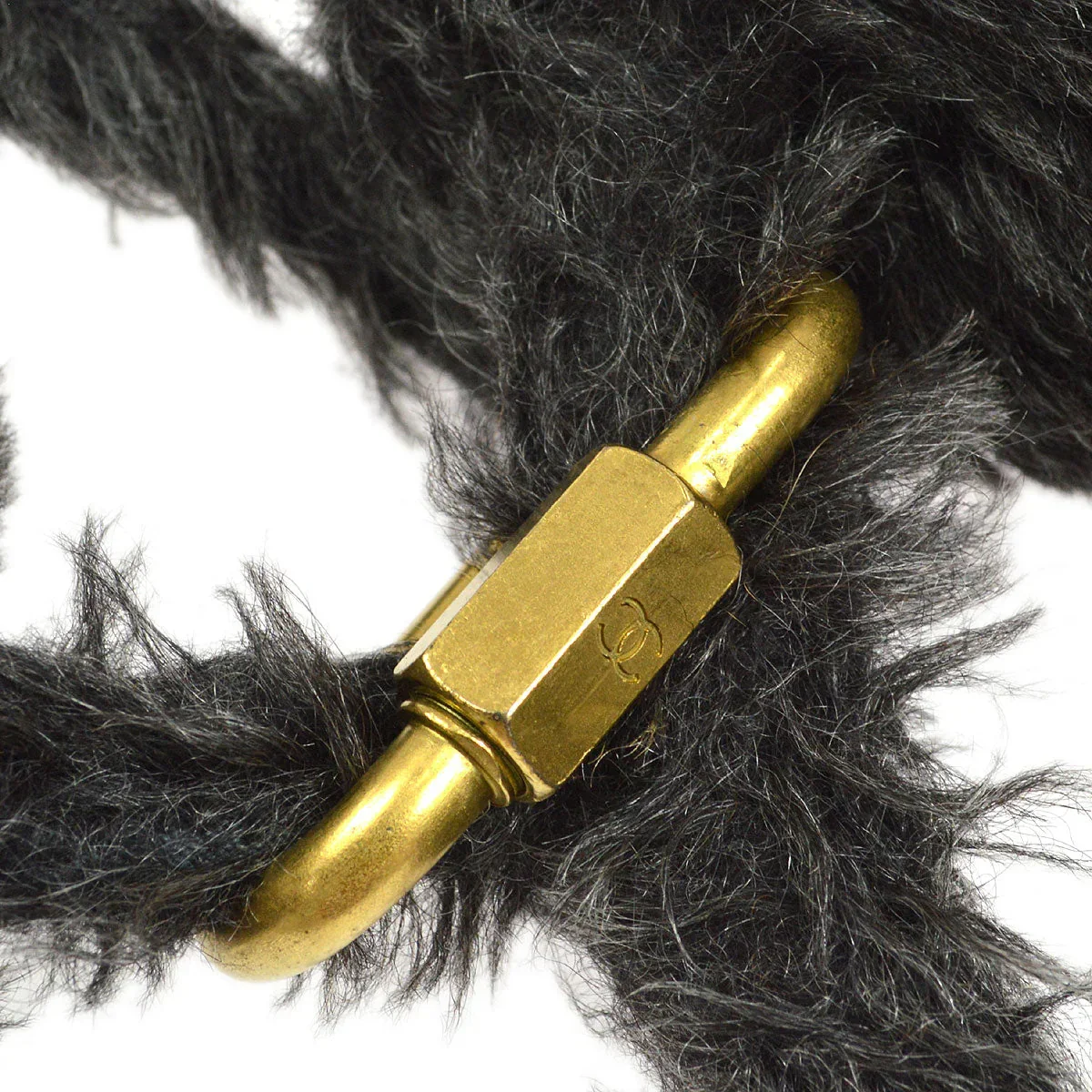 CHANEL * 1991-1994 Classic Flap Handbag Set Black Fur - Image 5