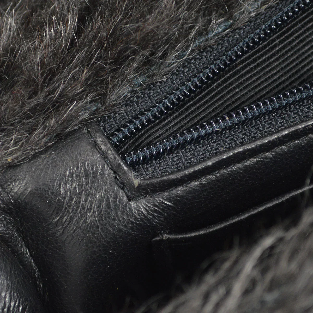 CHANEL * 1991-1994 Classic Flap Handbag Set Black Fur - Image 7