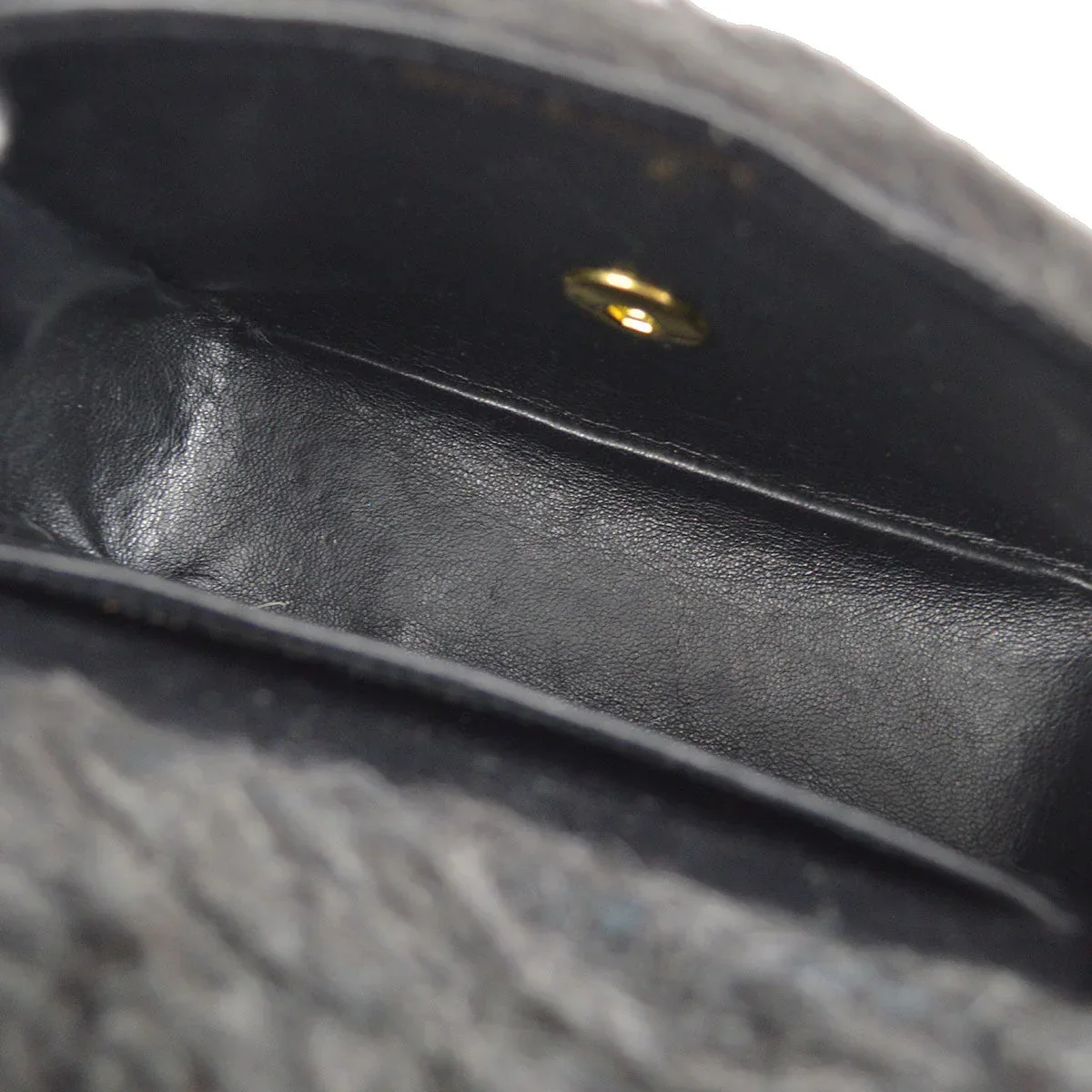 CHANEL * 1991-1994 Classic Flap Handbag Set Black Fur - Image 9