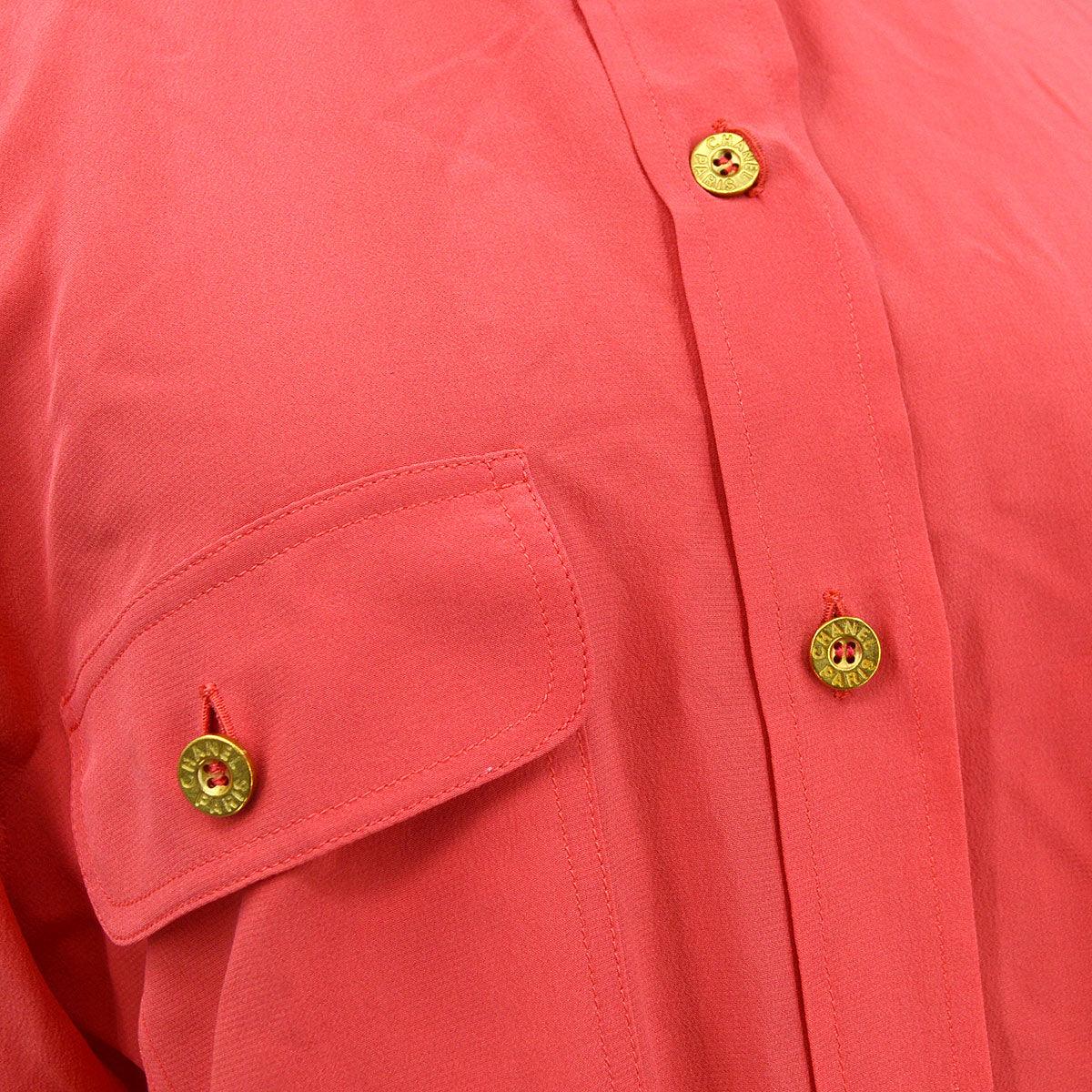 Chanel logo-button silk shirt #38 - Image 4