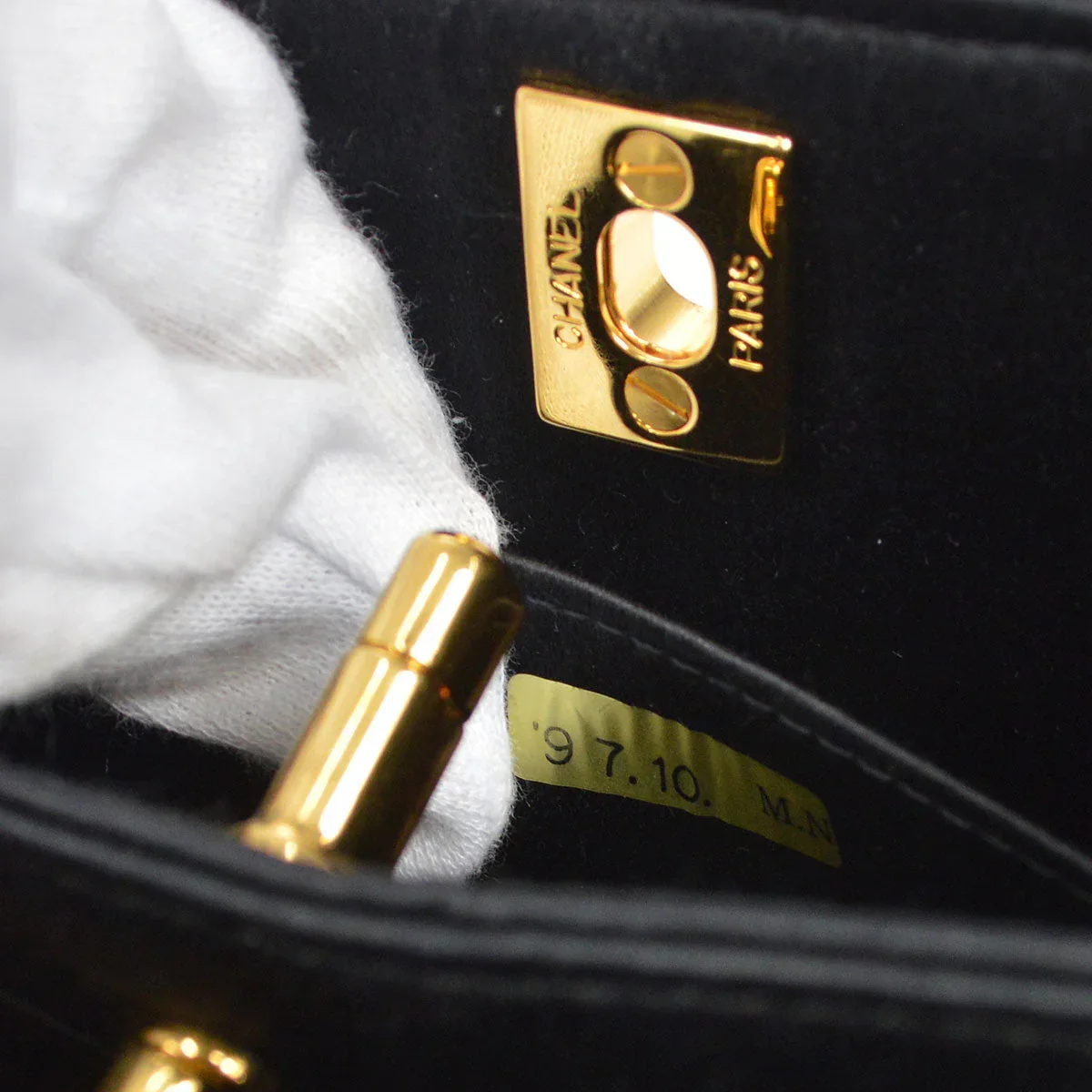 Chanel * 1997-1999 Lace Both Side Handbag Black Satin - Image 9