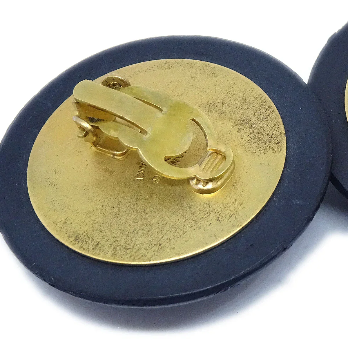 CHANEL 1994 Black & Gold CC Earrings - Image 3