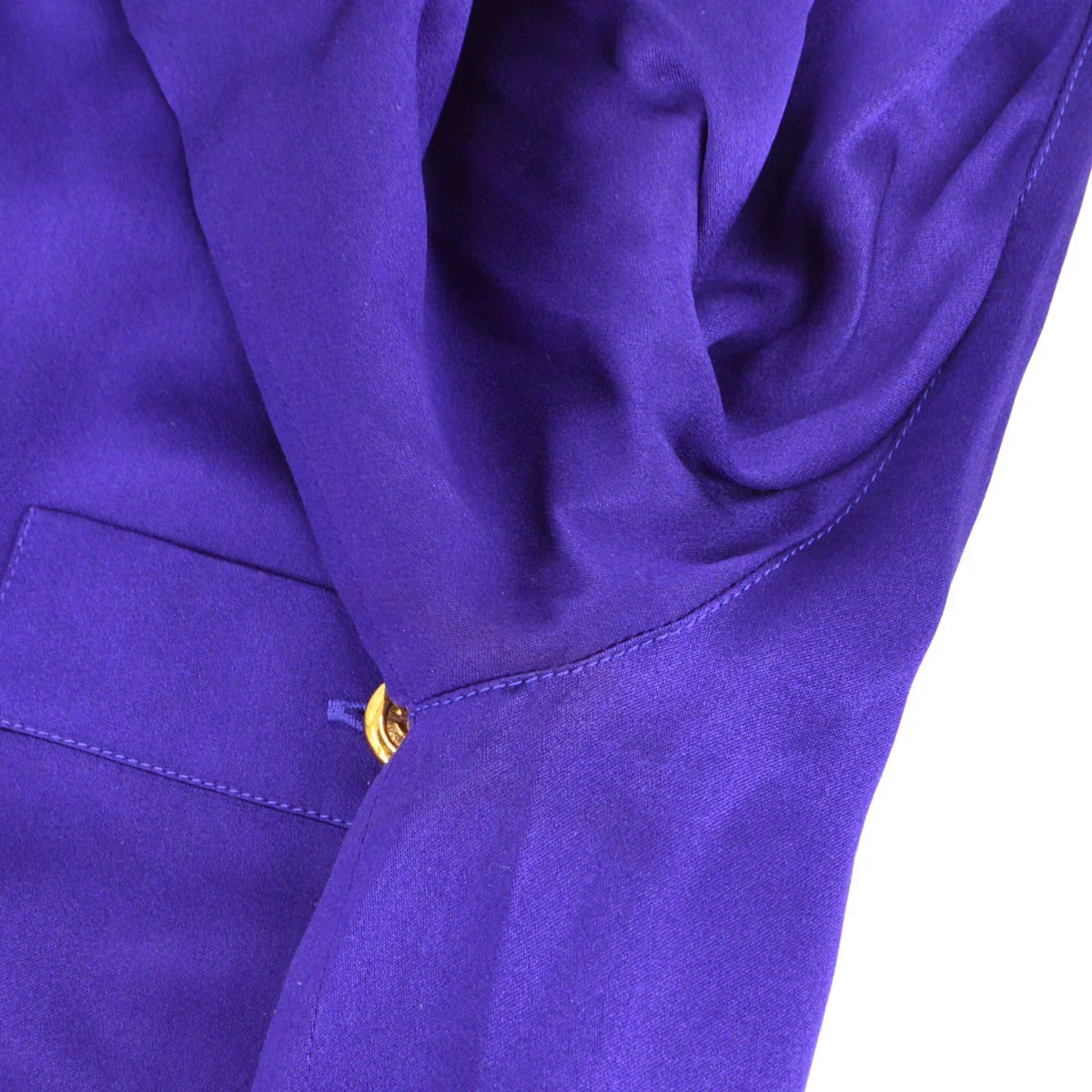 Chanel 1991 logo-buttons collarless silk shirt #38 - Image 9