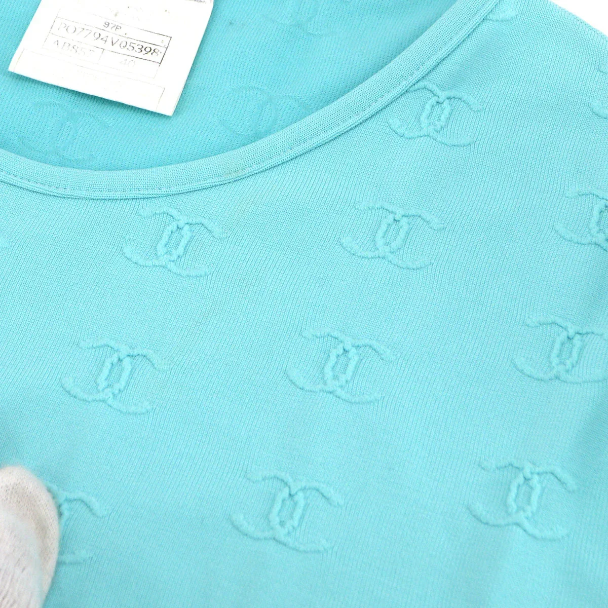 Chanel spring 1997 CC logo-embroidered cropped T-shirt #40 - Image 7