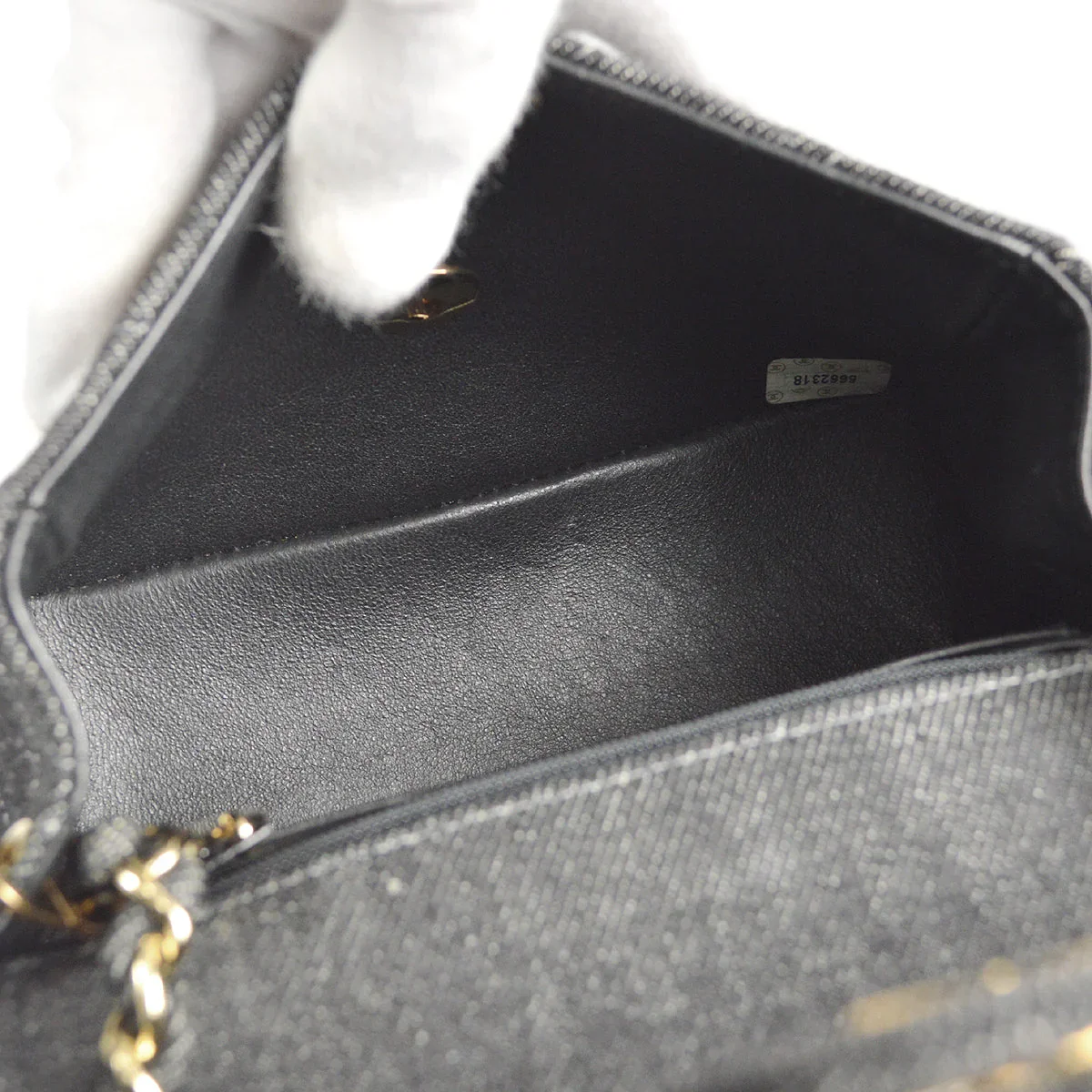 CHANEL 1997-1999 Classic Flap Mini Square 17 Black Denim - Image 8