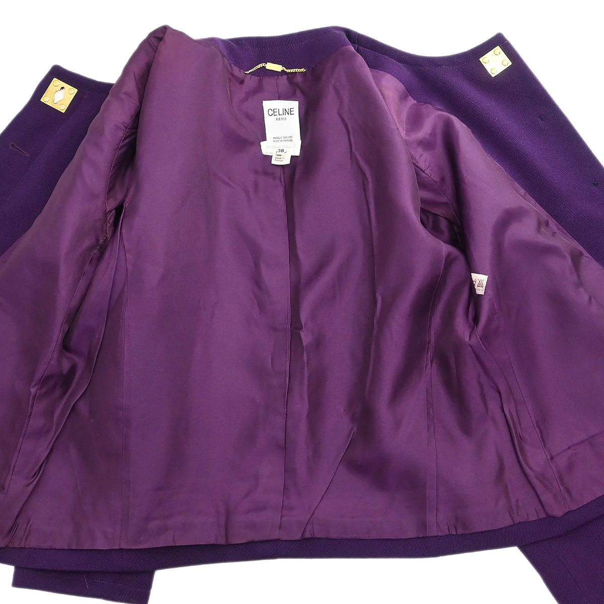 Celine #38 Setup Suit Jacket Skirt Purple - Image 7
