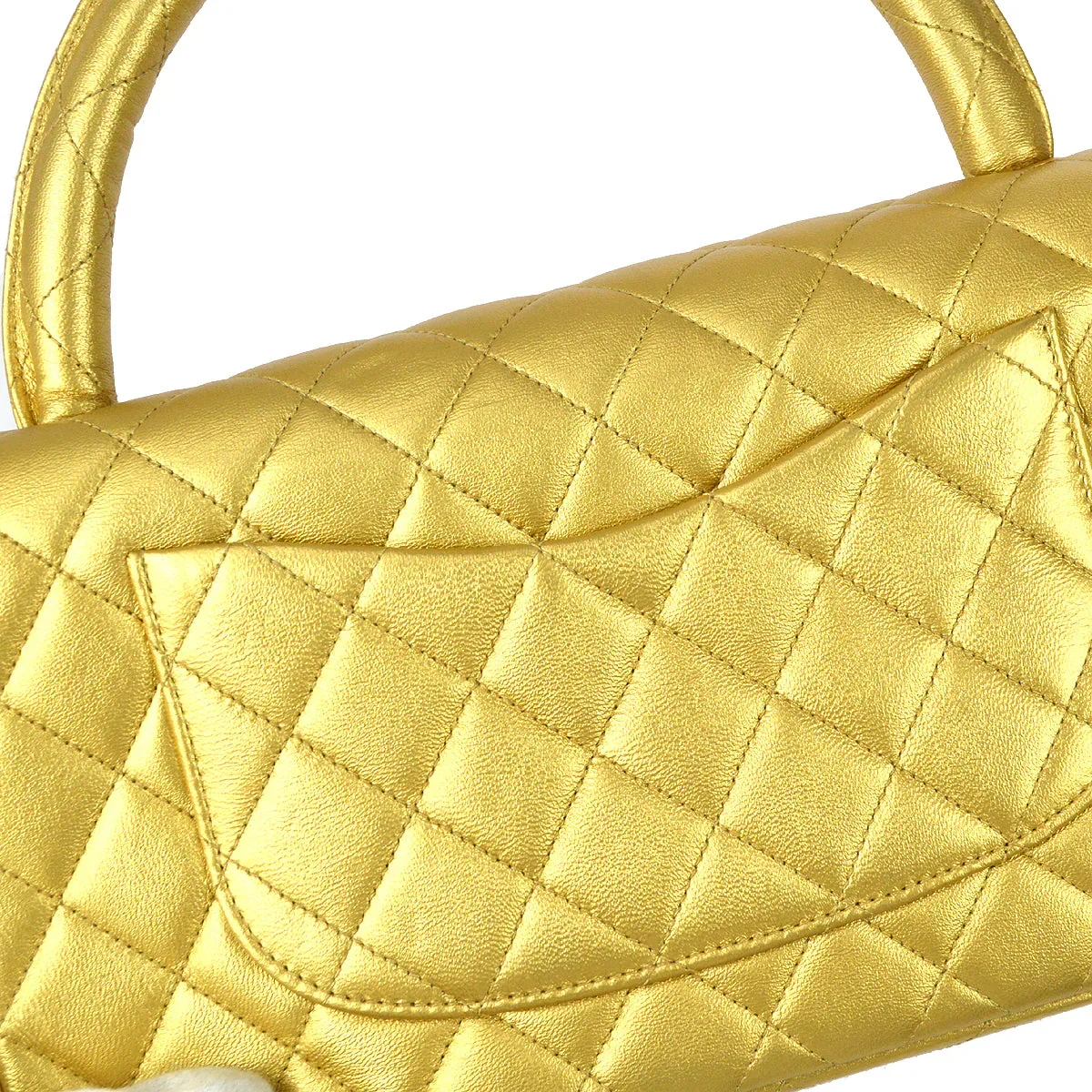 Chanel 1991-1994 Classic Flap Handbag Gold Lambskin - Image 3