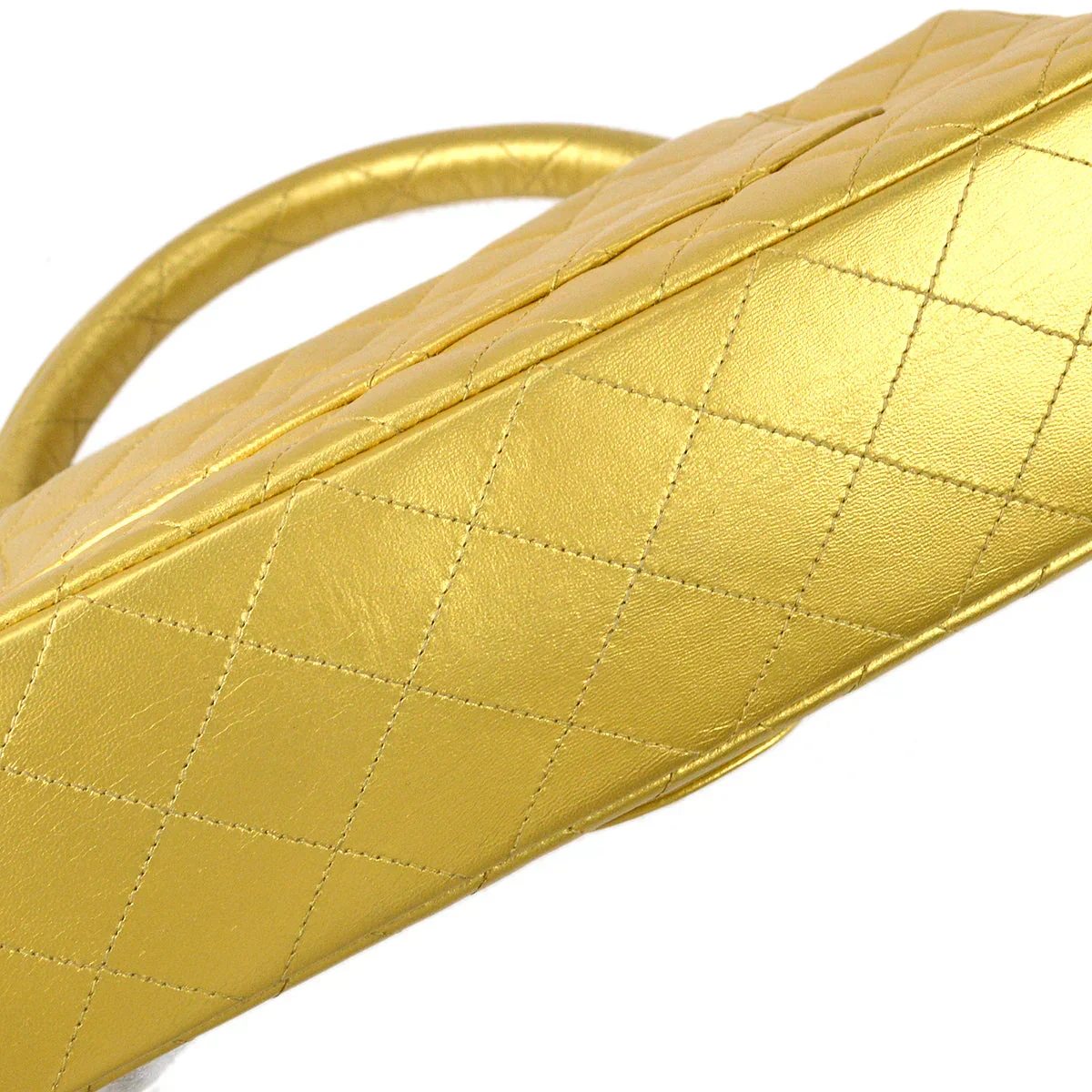 Chanel 1991-1994 Classic Flap Handbag Gold Lambskin - Image 4