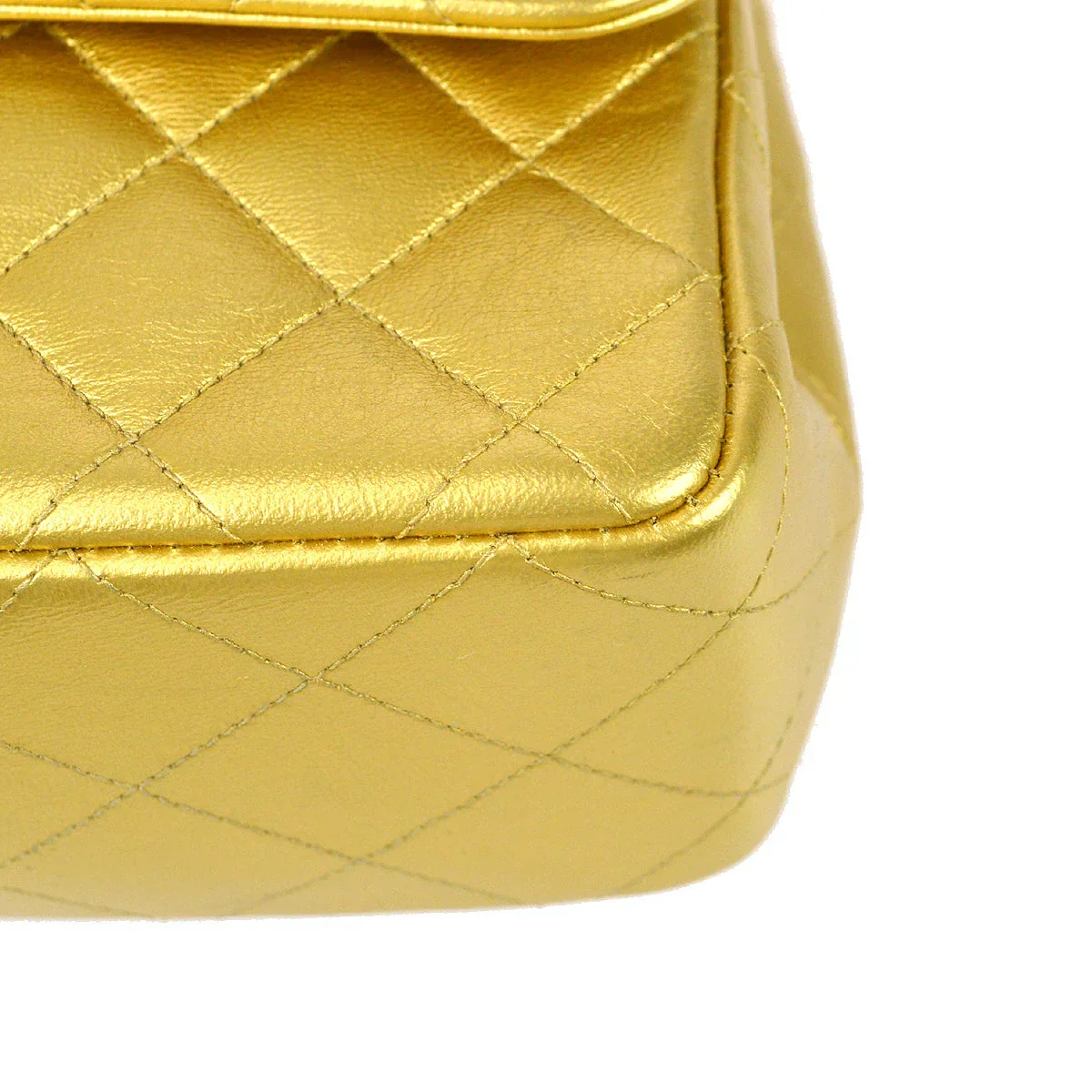 Chanel 1991-1994 Classic Flap Handbag Gold Lambskin - Image 5