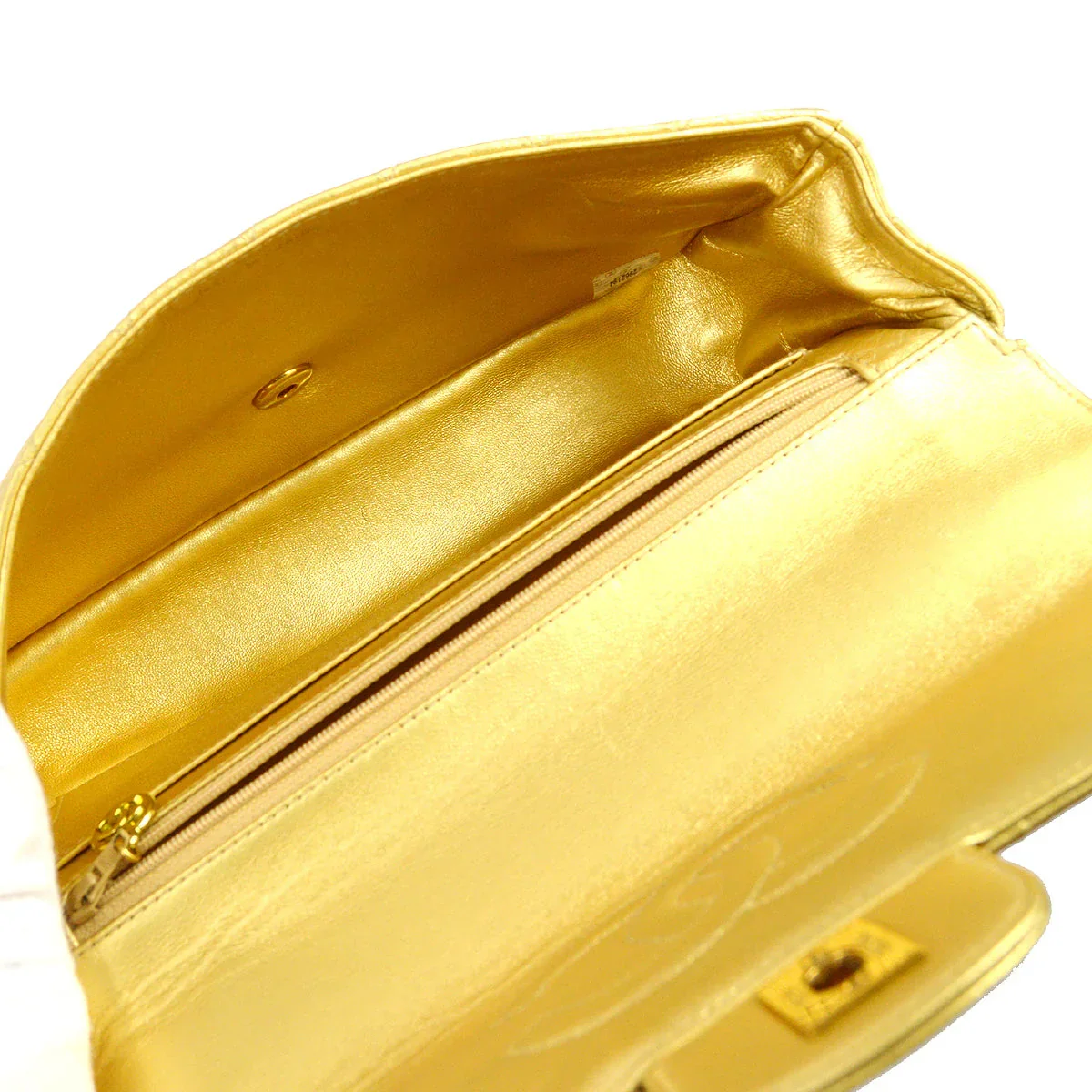 Chanel 1991-1994 Classic Flap Handbag Gold Lambskin - Image 8