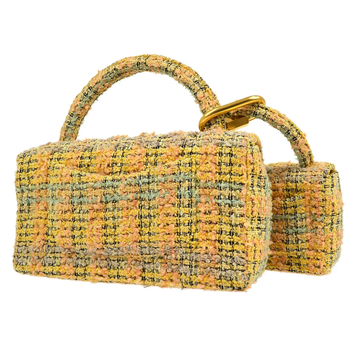 Chanel 1994 Yellow Tweed Handbag Set - Image 4